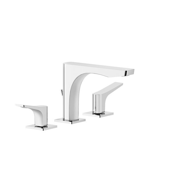 Bild von Gessi Rilievo, Drei-Loch-Waschtisch-Armatur, mit Ablaufgarnitur, Ausladung 154 mm, 59011, Farbe: Metall Schwarz gebürstet PVD