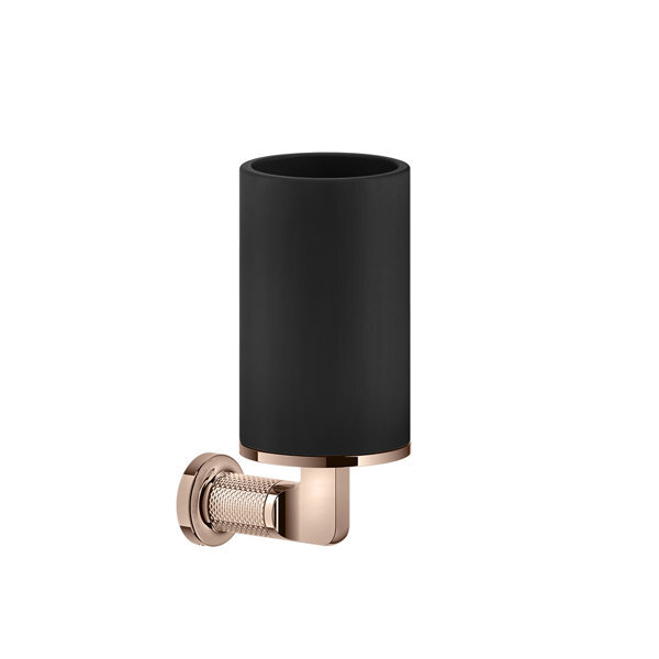 Bild von Gessi Inciso Becherhalter zur Wandmontage, mit festem Becher schwarz matt, 58508, Farbe: Kupfer PVD