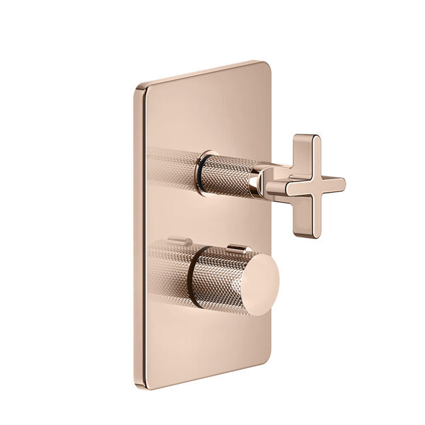 Bild von Gessi Inciso Dusche Fertigmontageset, für UP-Thermostatmischer, Ausgang links und rechts, UPK 09269, 58234, Farbe: Kupfer PVD