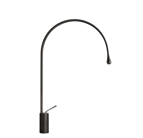 Bild von Gessi Goccia Waschtisch Einhebelmischer hohe Version, mit Auslauf Radius 197 mm, ohne Ablaufgarnitur, Ausladung 387mm, Auslauf um 360 schwenkbar, 33606, Farbe: Metall schwarz gebürstet GHRC