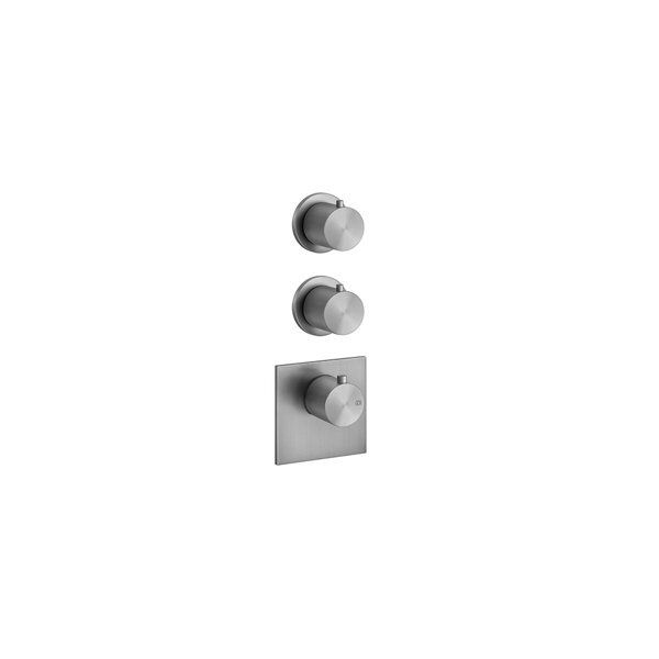 Bild von Gessi 316 Fertigmontage-Set Unterputz-Thermostat, vertikalen Montage, 2 separate Wege, einzelne Rosetten, 54504, Farbe: Messing gebürstet PVD