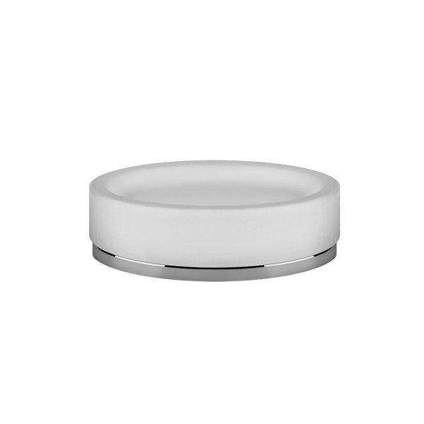 Bild von Gessi Ovale, Seifenhalter Standversion, rund, Ablagefläche weiß, 25327, Farbe: Finox Optik