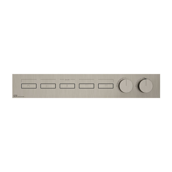 Bild von Gessi HI-FI, Fertigmontageset für 3/4 Hochleistungs-Unterputz-Thermostat mit Tasten-Bedienung nur zur horizontalen Montage, 5 separate Ausgänge, 63035, Farbe: Finox Optik