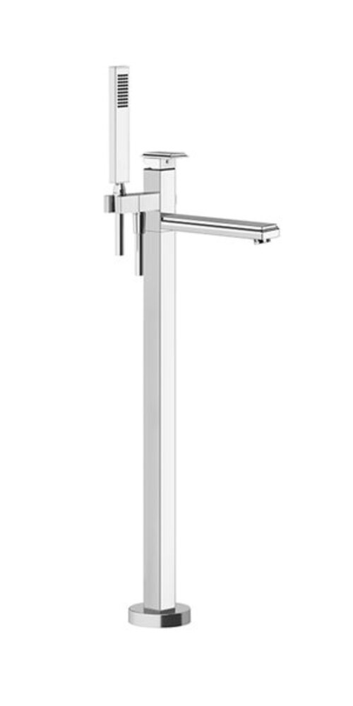 Bild von Gessi Eleganza, Fertigmontageset, für freistehende Wannenarmatur, fester Wannenauslauf, automatischer Umsteller, für Handbrause eigensicher und Brauseschlauch 1,50 m, 46131, Farbe: Gold CCP