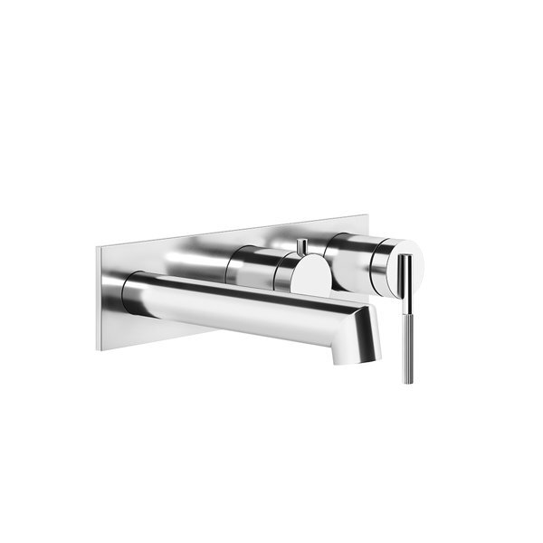 Bild von Gessi Ingranaggio Fertigmontageset, eckiger Platte für Unterputz-Einhebelmischer, Wanne mit 2-Wege Umlenkkartusche, Auslauf 188-158 mm, 63541, Farbe: Warm Bronze PVD