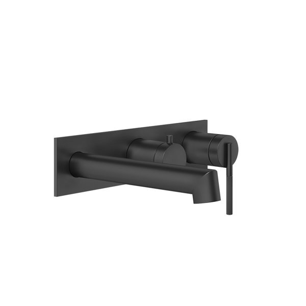Bild von Gessi Ingranaggio Fertigmontageset, eckiger Platte für Unterputz-Einhebelmischer, Wanne mit 2-Wege Umlenkkartusche, Auslauf 188-158 mm, 63541, Farbe: Schwarz XL