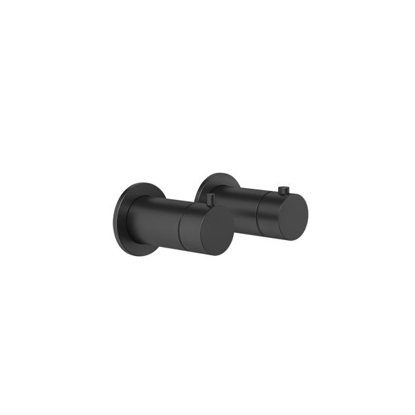 Bild von Gessi Anello Fertigmontageset Unterputz-Thermostat, runde Rosetten, Umlenkkartusche und Thermostatkartusche,Rückflussverhinderer, 63331, Farbe: Schwarz XL
