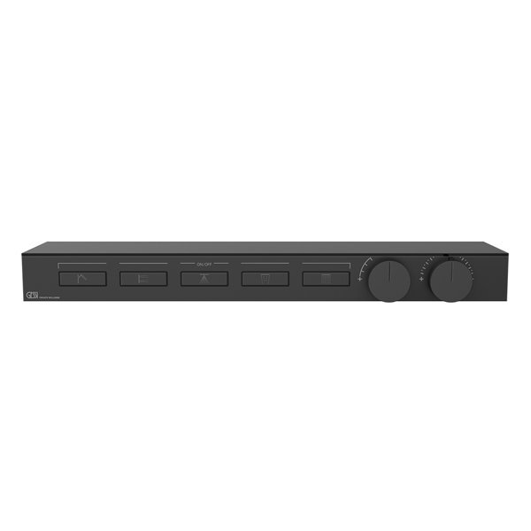 Bild von Gessi HI-FI, Fertigmontageset für 3/4 Hochleistungs-Thermostat mit Tasten-Bedienung, Ablage schwarzes ESG-Rauchglas, horizontalen Montage, 5 separate Ausgänge, 63028, Farbe: Warm Bronze PVD