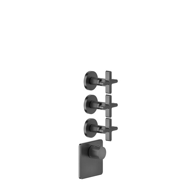 Bild von Gessi Inciso Wellness Fertigmontage-Set für 3/4 Hochleistungs Unterputz-Thermostat, vertikale Montage, 3 separate Wege, 58346, Farbe: Messing PVD