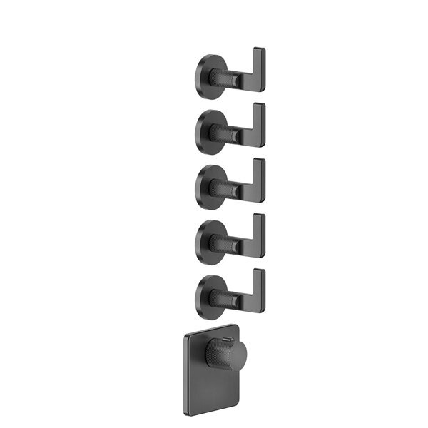 Bild von Gessi Inciso- Fertigmontage-Set für 3/4 Hochleistungs Unterputz-Thermostat, einzelene Rosetten, vertikale Montage, 5 separate Wege , 58220, Farbe: Warm Bronze PVD