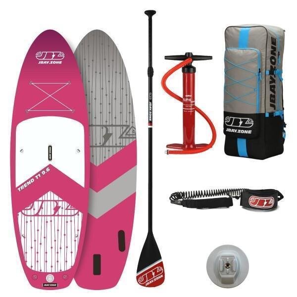 Bild von JBAY.ZONE Inflatable SUP-Board Trend T1 Touring SUP Board Komplettset pink, Longboard, (Komplettset), Reparaturkit