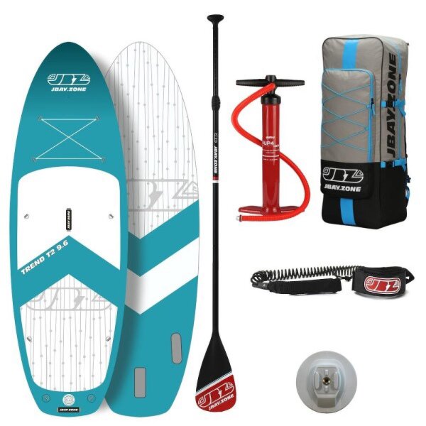 Bild von JBAY.ZONE Inflatable SUP-Board Trend T2 Touring SUP Board Komplettset blau, Longboard, (Set), Reparaturkit