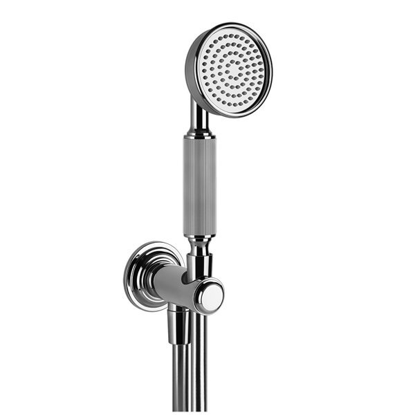 Bild von Gessi Venti20 Brause-Set mit Wandanschlussbogen, mit Halterung, Schlauch und Handbrause, Wandmontage, 1/2 Anschluss, 65123, Farbe: Chrom