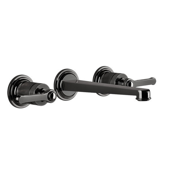 Bild von Gessi Venti20 Fertigmontageset 3-Loch Waschtisch-Einhebelmischer, Ausladung 201mm, ohne Ablaufgarnitur, Wandmontage, 65091, Farbe: Metall Schwarz PVD