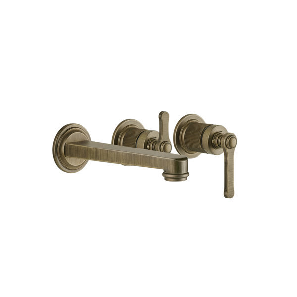 Bild von Gessi Venti20 Fertigmontageset Wanne-Einhebelmischer, mit Auslauf, 2-Wege Umlenkkartusche, Ausladung 209mm, Wandmontage, 65042, Farbe: Messing Antik