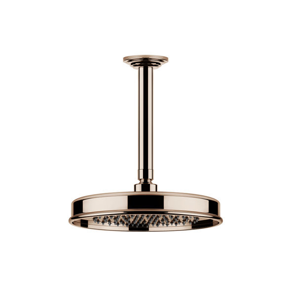 Bild von Gessi Venti20 Antikalk-Kopfbrause, D229mm, mit Gelenk und Deckenarm Sondermaß angeben 110-1900mm, Deckenmontage, 65150, Farbe: Kupfer PVD