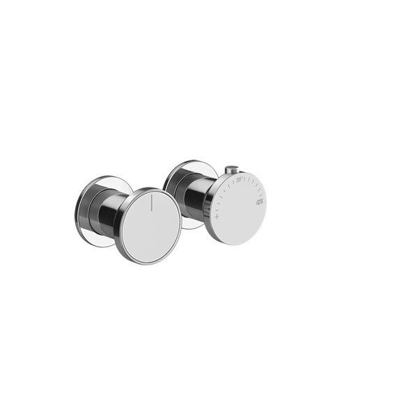 Bild von Gessi Origini  Fertigmontageset Thermostat, 3-Wege Umlenkkartusche Ausgänge li. Und oben am UPK, Wandmontage, 66136, Farbe: Chrom