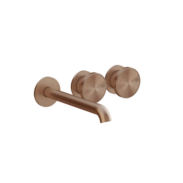 Bild von Gessi Origini  Fertigmontageset Waschtisch-Mischer, o. Ablaufgarnitur, mit Auslauf, Wandmontage, Ausladung 171-201mm, 66090, Farbe: Kupfer gebürstet PVD