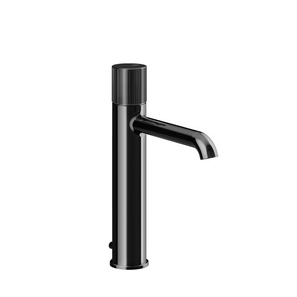 Bild von Gessi Habito Waschtisch-Einhebelmischer, mittlere Version, mit Ablaufgarnitur, Ausladung 164mm, RIGATO, 70505, Farbe: Metall Schwarz PVD