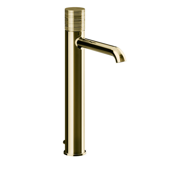 Bild von Gessi Habito Waschtisch-Einhebelmischer, hohe Version, mit Ablaufgarnitur, Ausladung 164mm, TRAME, 70303, Farbe: Messing PVD