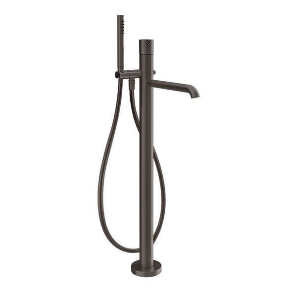 Bild von Gessi Habito Fertigmontageset Wanne-Einhebelmischer, mit Handbrause u. Schlauch, 2-Wege Umsteller zum Ziehen, Bodenmontage, INTRECCIO, 70128, Farbe: PVD