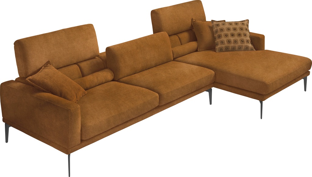 Bild von Egoitaliano Ecksofa "Masu, Design trifft sensationellen Sitzkomfort", inkl. 2 Kissenrollen, Rückenelemente manuell verstellbar, Metallfüße