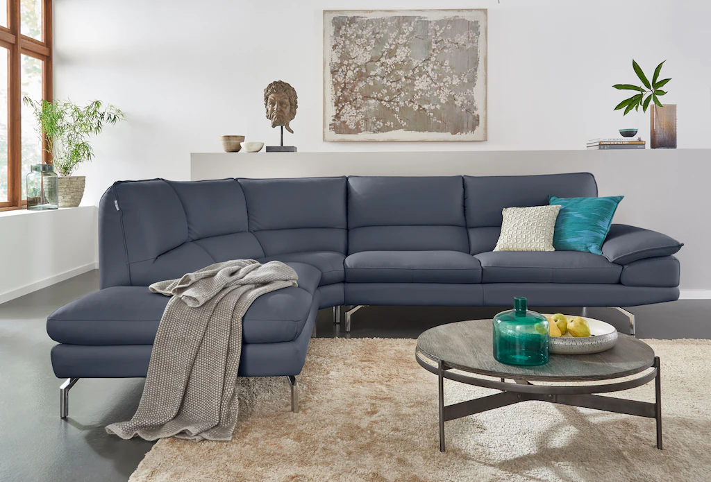 Bild von CALIA ITALIA Ecksofa "Dave, italienisches Designsofa L-Form, erstklassiger Sitzkomfort", Ottomane wahlweise links oder rechts, in zwei tollen Lederqualitäten