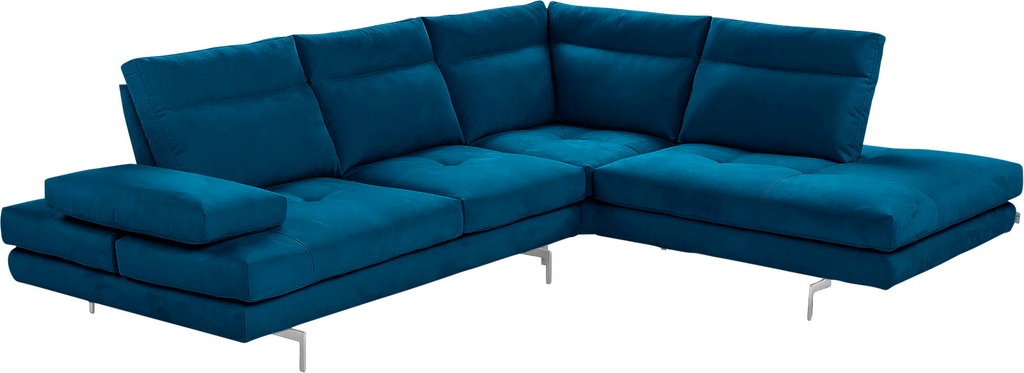 Bild von CALIA ITALIA Ecksofa "Toby Wing, L-Form, Multifunktionssofa, bequem und edel", Sitztiefenverstellung und Armteilfunktion, Füße chrom glänzend
