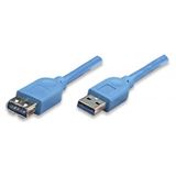 Bild von 0.50m Techly USB3.0 Verlängerungskabel Super-Speed USB A Stecker auf USB A Buchse Blau