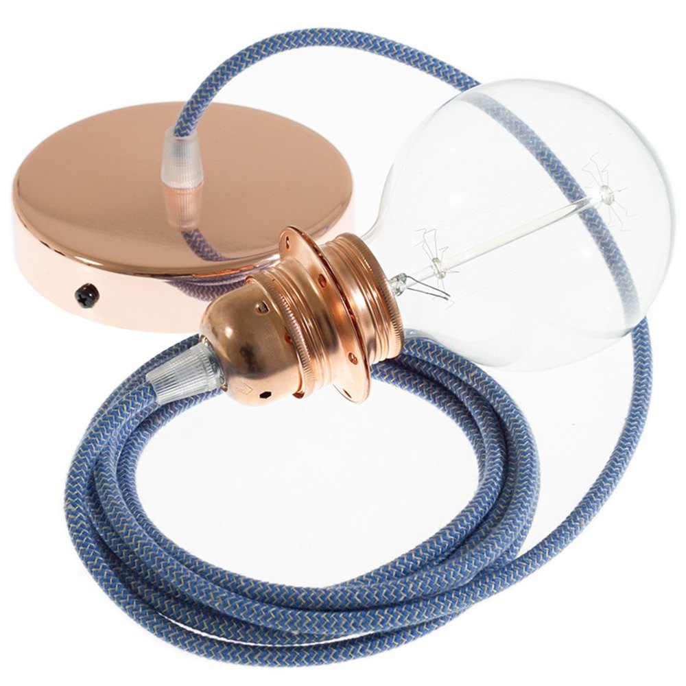 Bild von Creative Cables Rd75 Zigzag 50 Cm Hanging Lamp Pendel For Lampshade Blau