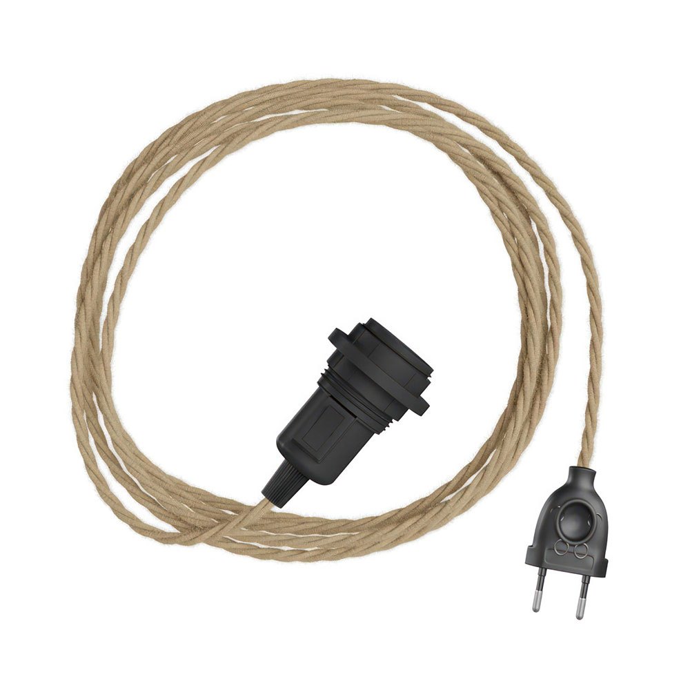 Bild von Creative Cables Snake Twisted Lampshade-plug-in Lamp With Fabric-traced Cable And 2-pole Plug 3 M Silber