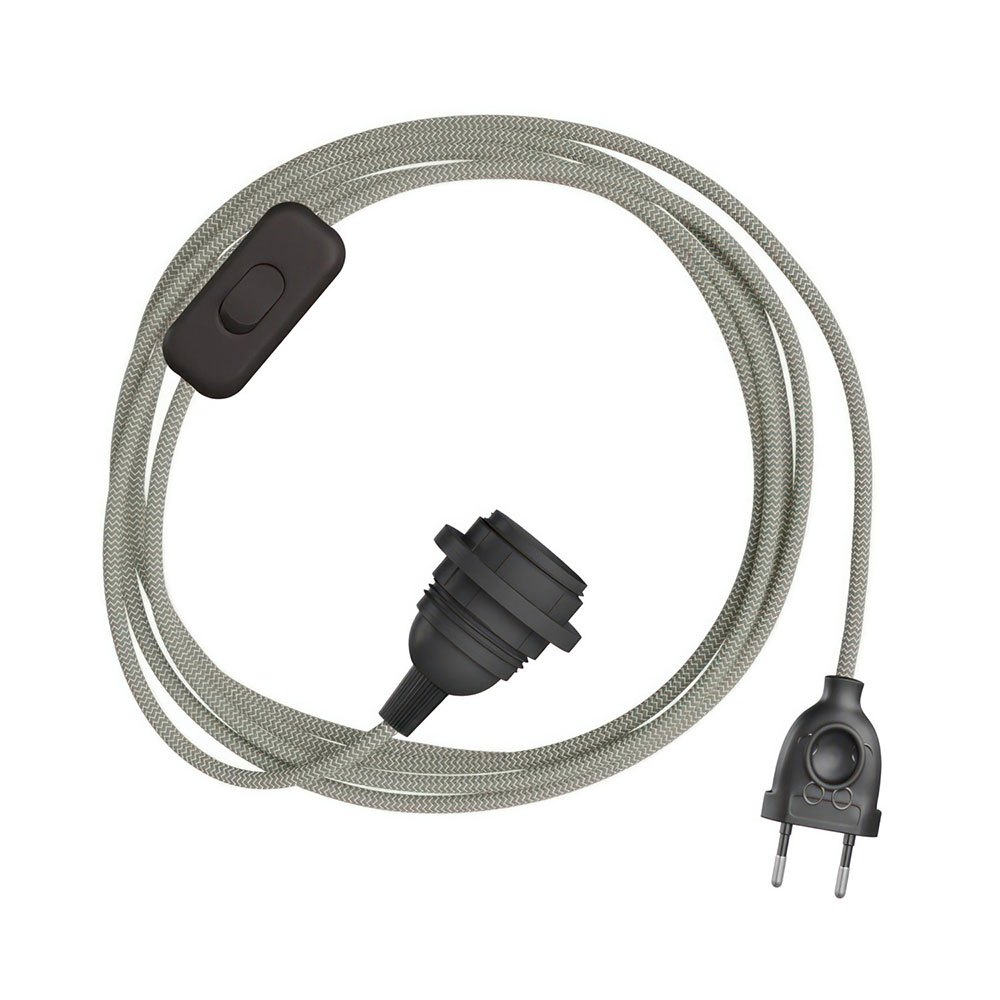 Bild von Creative Cables Snakebis Zig-zag E14 Lampshade-wiring Harness With Lamp Holder. Zig-zag Fabric Cable And 2-pole Plug 3 M Silber