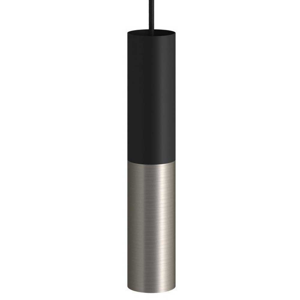 Bild von Creative Cables Textil Doble Tub-e14 Hanging Lamp With Light Bulb Silber