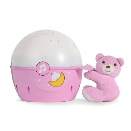 Bild von Chicco Next2Stars Nachtlicht Baby Sternenhimmel Projektor mit Plüschtier - Sternenlicht Projektor für Babybettchen, Nachtlicht mit Soundsensor, 3 Lichteffekte und Musik - 0+ Monate, Rosa