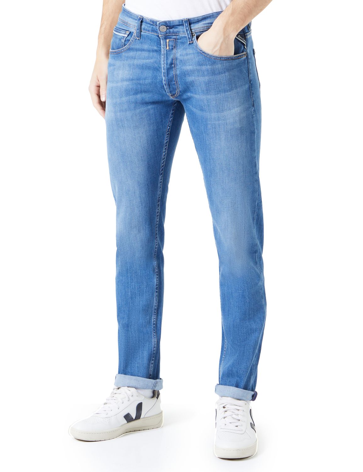 Bild von Replay Herren Jeans GROVER Straight Fit - Slim Leg - Blau - Medium Blue Denim