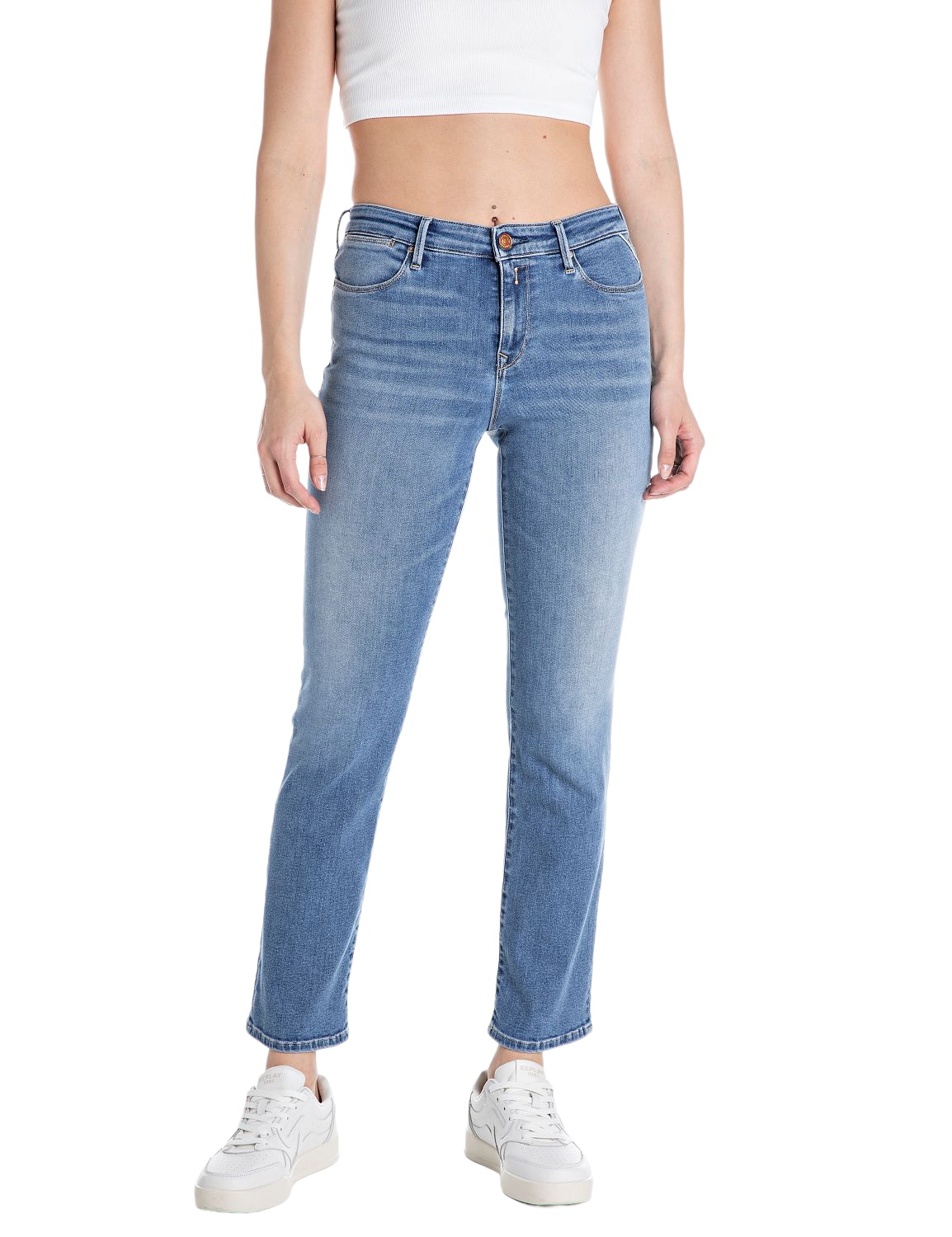 Bild von Replay Damen Jeans ZOLIE - Straight Fit - Blau - Medium Blue Denim