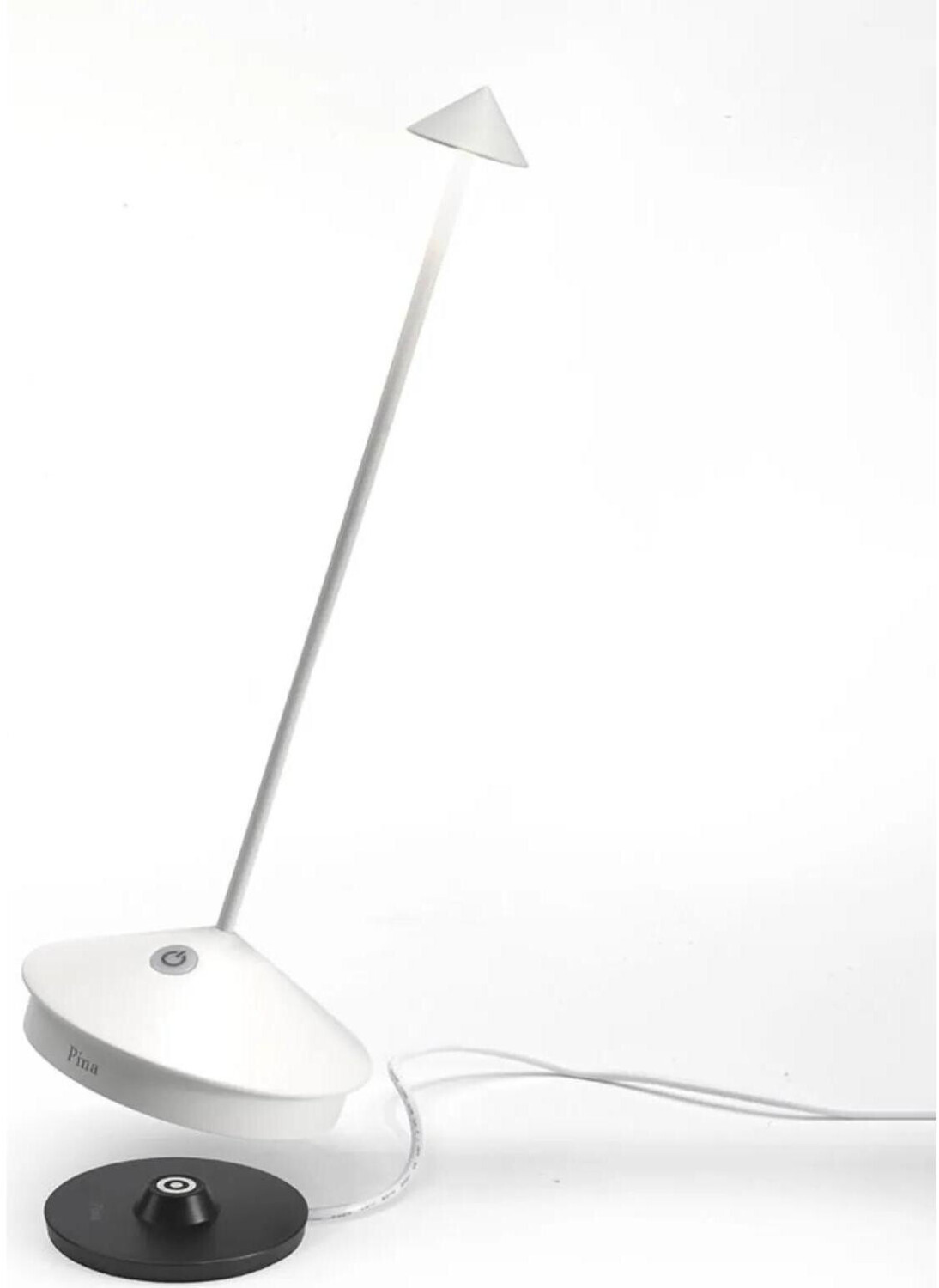 Bild von Zafferano, Pina Lampe, Kabellose, Wiederaufladbare Tischlampe mit Touch Control, Auch für den Außenbereich Geeignet, Dimmer, 2200-3000 K, Höhe 29 cm, Farbe Weiß