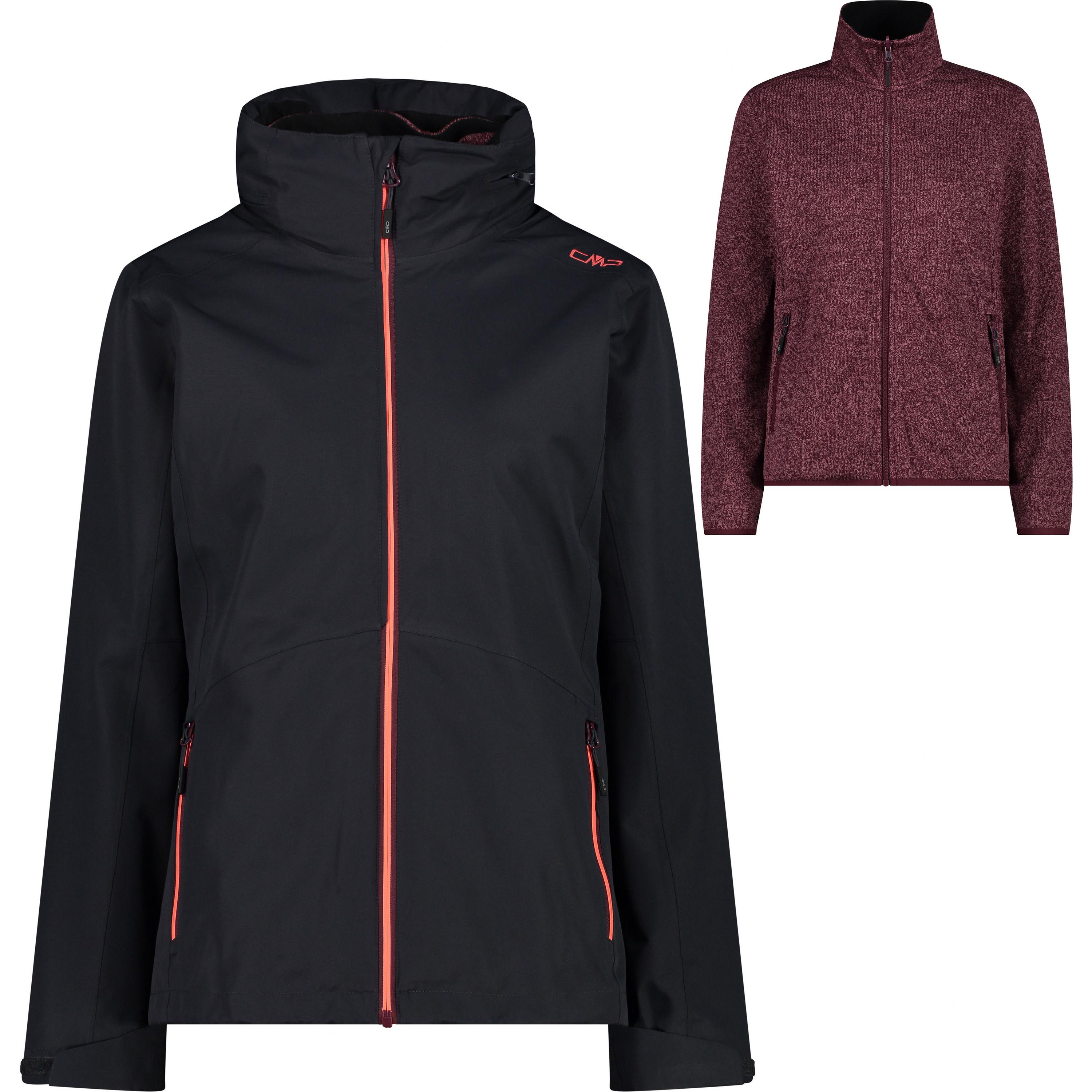 Bild von CMP - Abnehmbare Kapuze mit Reißverschluss Inn.Jacket Damenjacke, Anthrazit-Burgund, XXS