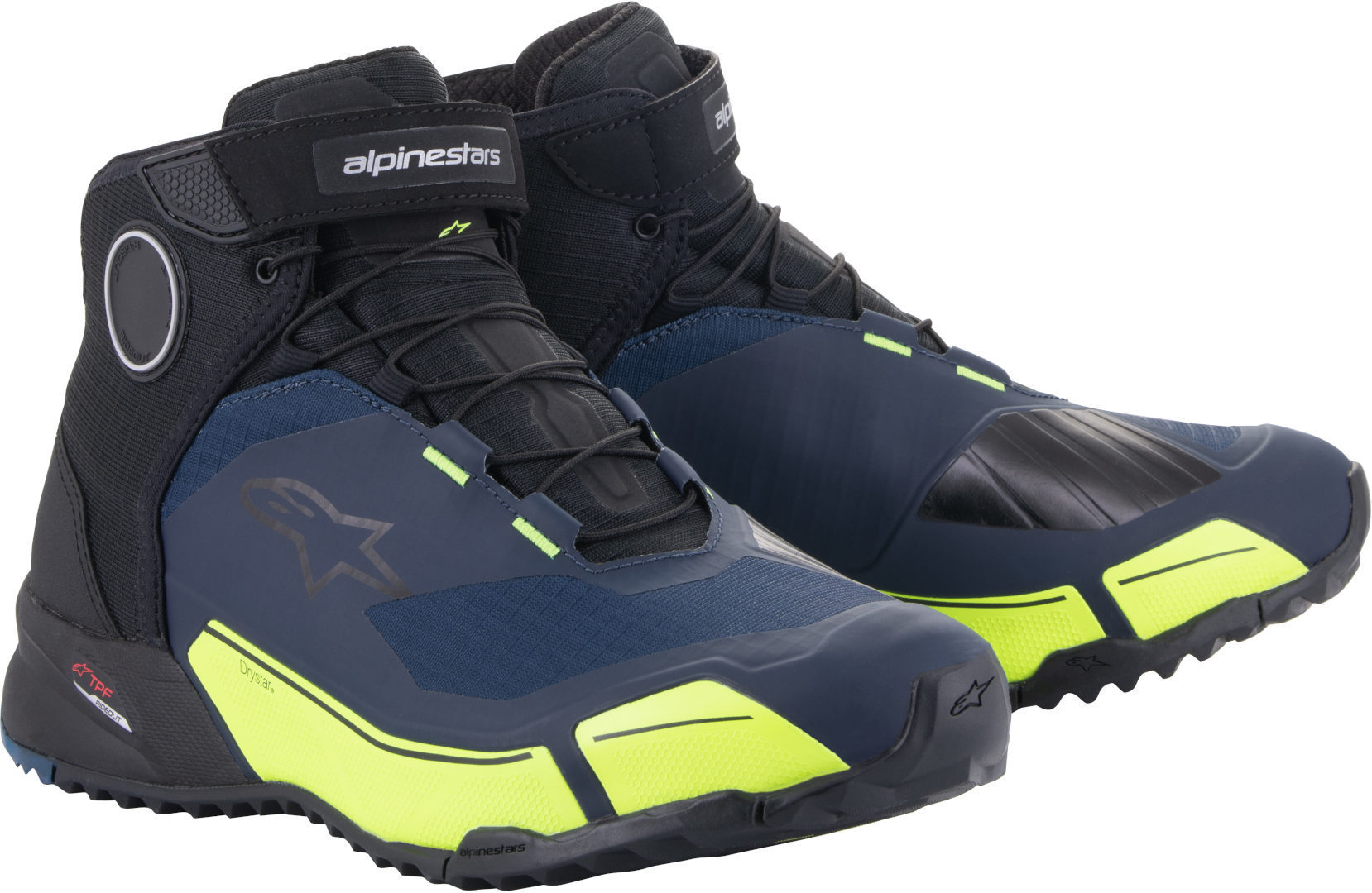 Bild von Alpinestars CR-X Drystar Motorradschuhe, schwarz-blau-gelb, Größe 43 44 für Männer