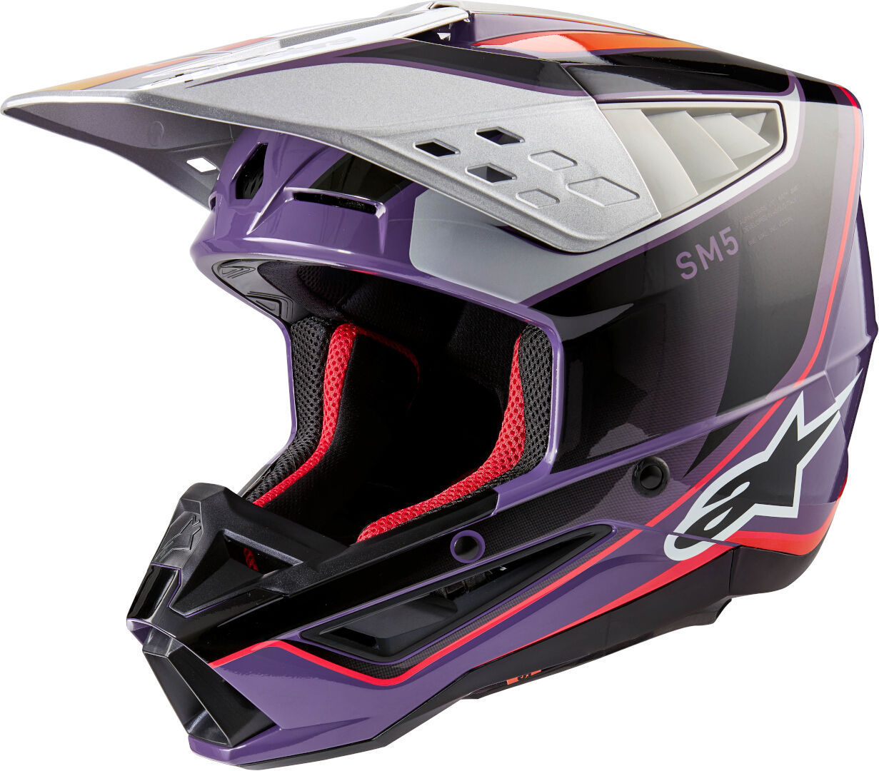 Bild von Alpinestars S-M5 Sail 2024 Motocross Helm, schwarz-lila-silber, Größe 2XL für Männer