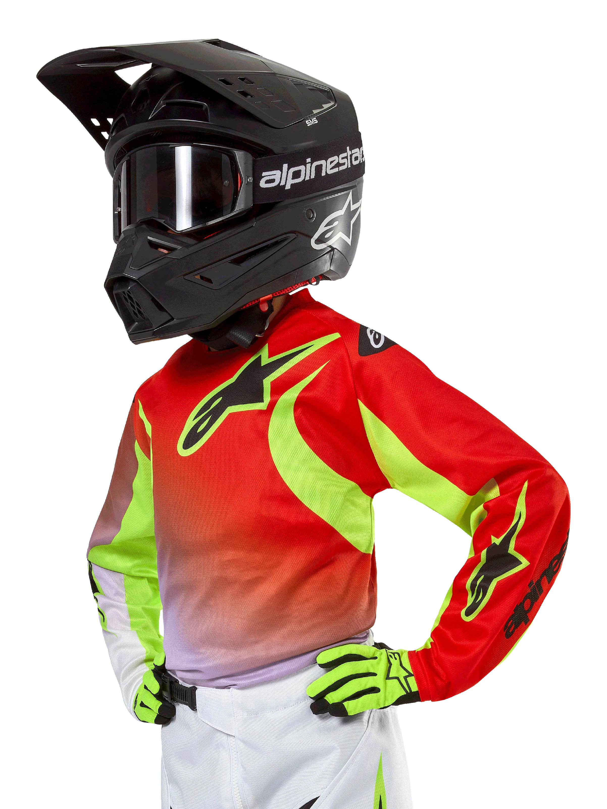 Bild von Alpinestars Jugendliche 2024 Racer Lucent Trikot White/neon Red/yellow Fluo