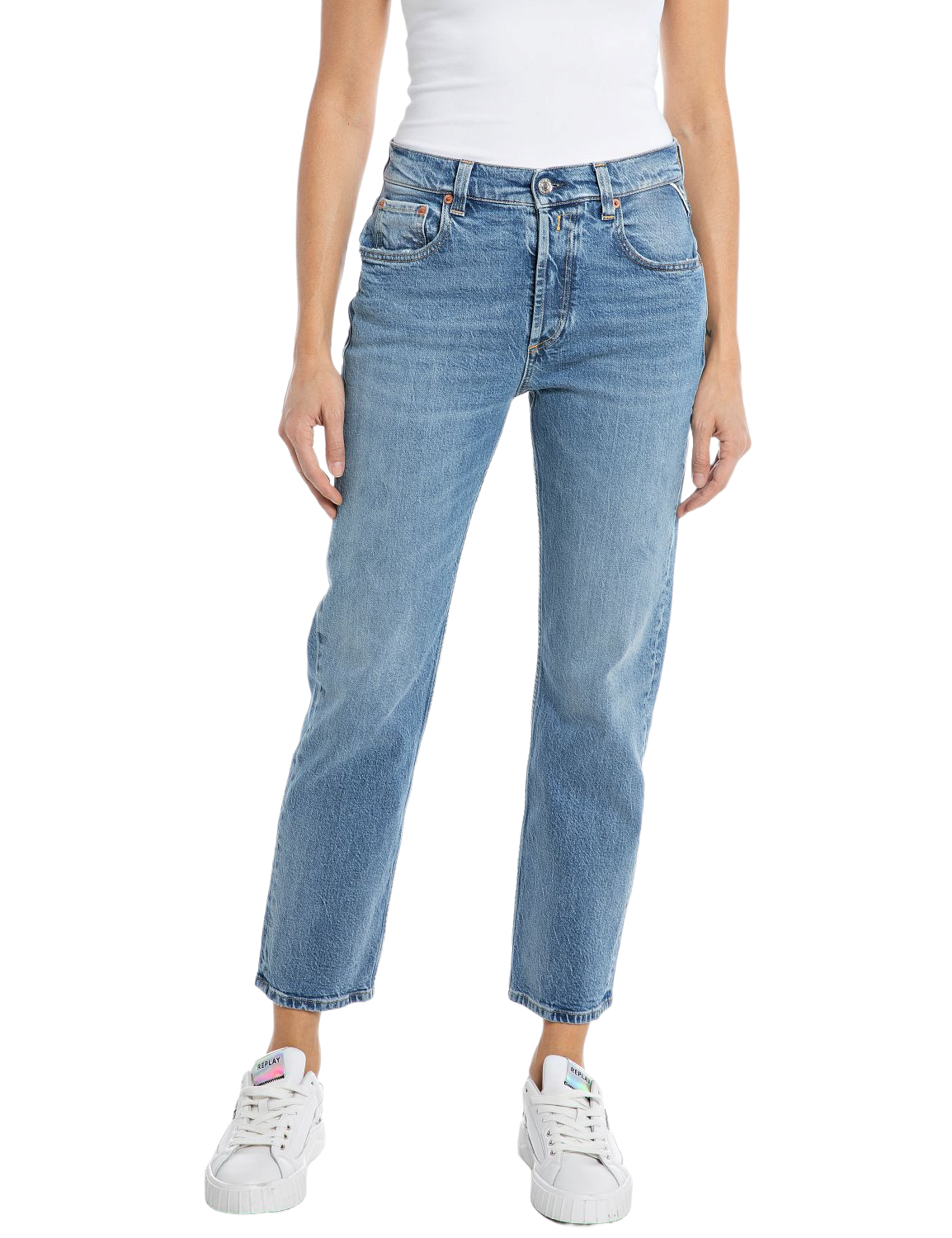 Bild von Replay Damen Jeans MAIJKE STRAIGHT - Straight Fit - Blau - Medium Blue Denim
