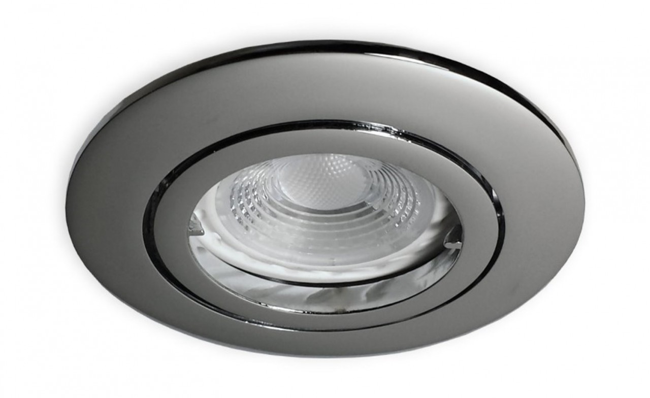 Bild von Flacher 230V LED Spot chrom glänzend für 68mm Lochbohrung 4,5W warmweiss