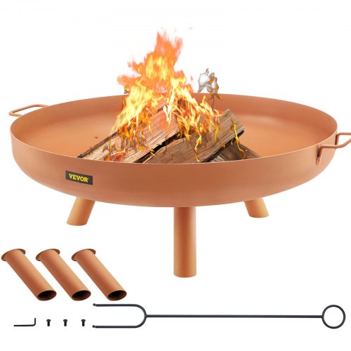 Bild von VEVOR Feuerschale 77 cm Durchmesser, 15 cm Tiefe Feuerkorb  28 cm Höhe Kohlenstoffstahl Feuerschale, Gartenfeuer Feuerkorb Feuerstelle mit für Stützbeinen BBQ, Heizung, Terrasse, Lagerfeuer
