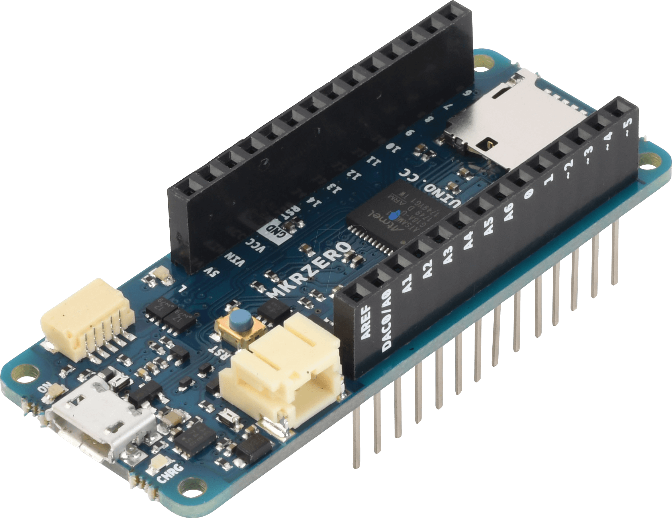 Bild von Arduino MKR Zero [ABX00012] – Kompaktes Board mit ARM Cortex-M0+ Mikrocontroller, ideal für Audio, IoT-Projekte und Anwendungen, die einen geringen Verbrauch mit Arduino IDE erfordern.