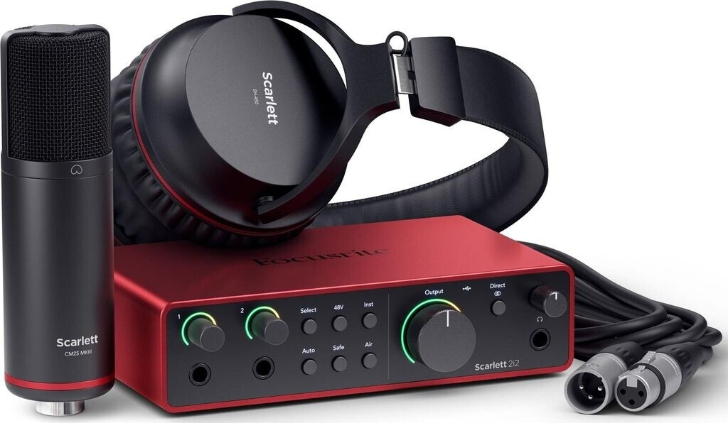 Bild von Focusrite Scarlett 2i2 Studio 4. Gen USB-Audio-Interface-Bundle für Songwriter – mit Kondensatormikrofon und Kopfhörer für Aufnahmen, Streaming und Podcasting