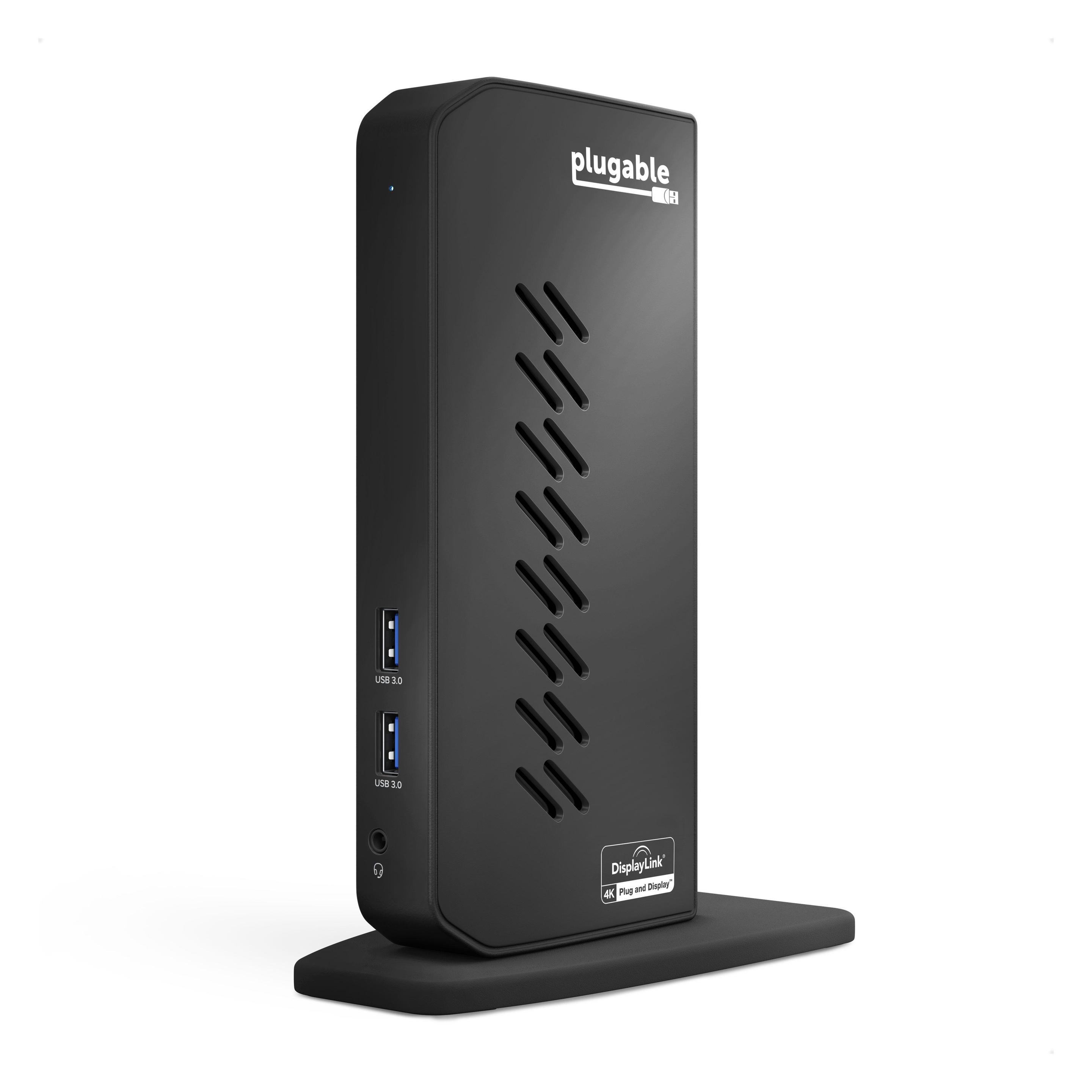 Bild von Plugable USB3/C Dual 4K Docking Station (USB-B), Dockingstation + USB Hub, Schwarz