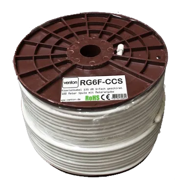 Bild von Venton Koaxial Sat Kabel RG6F-CCS 135dB 5-fach geschirmt High Quality 500m