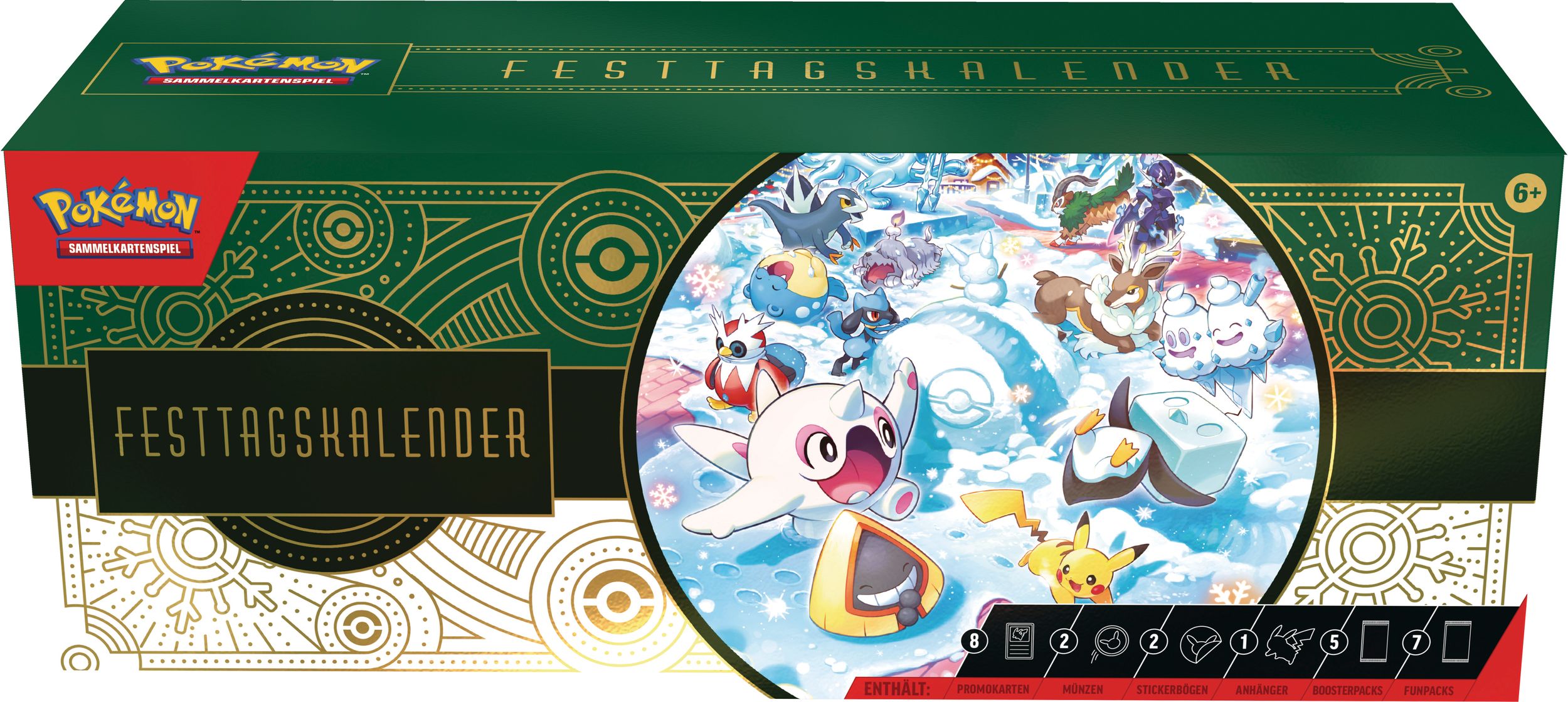 Bild von Pokémon-Sammelkartenspiel Festtagskalender (8 holografische Promokarten, 5 Boosterpacks, 7 Funpacks & Accessoires)
