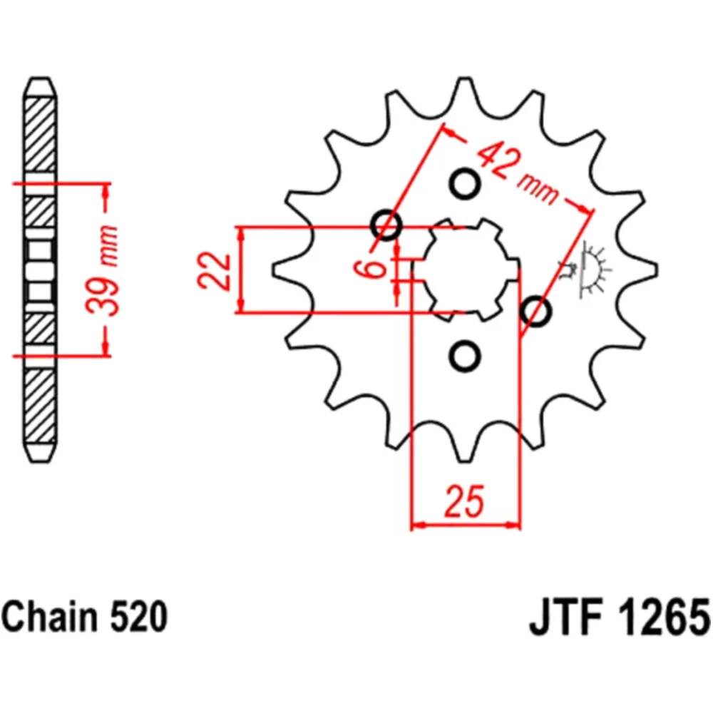 Bild von Jt jtf1265.12 zahnrad ritzel 12z teilung 520 f126512